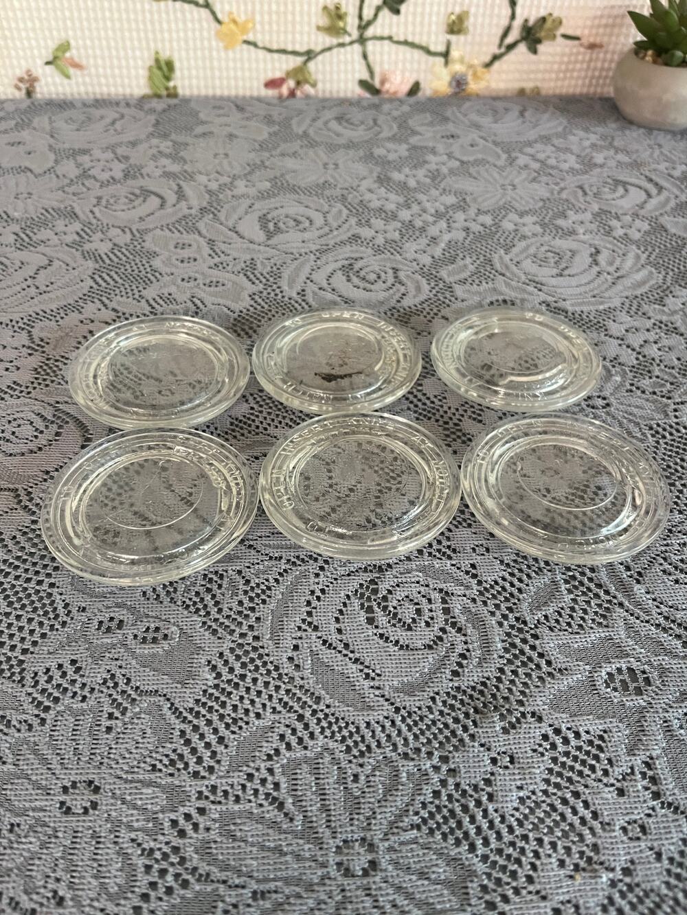 Lot of 6 Vintage Presto Clear Glass Canning Jar Lid Inserts Pat Re 17562 Liners